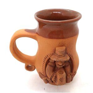 Clay Pottery Hand Carved Southwestern 3D Coffee Tea Mug